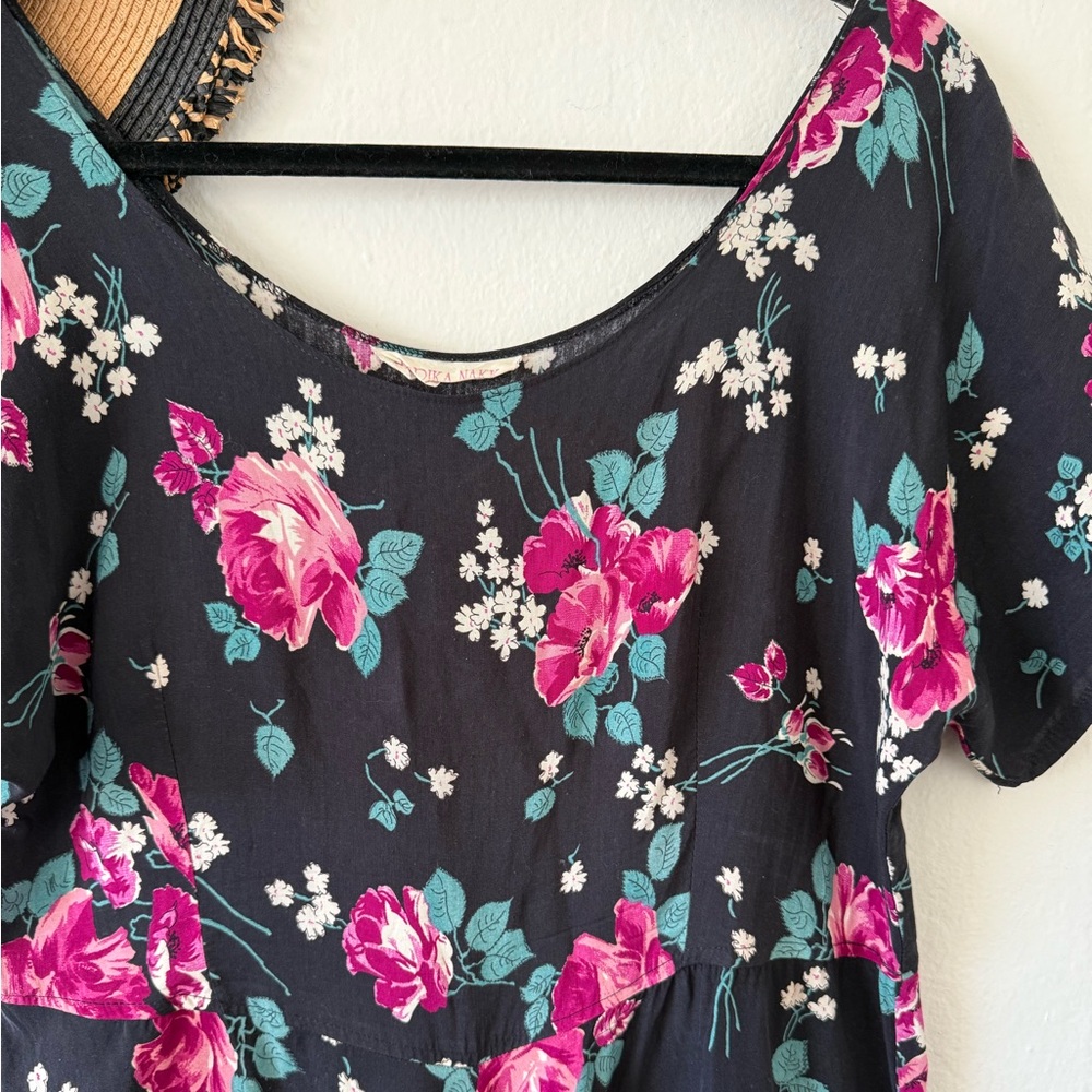 Marrika Nakk Vintage Floral Short Sleeve Mini Dress Prarie Western - Picture 8 of 14